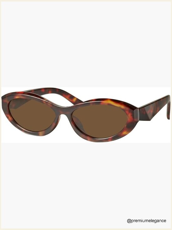 Retro Oval Cat Eye Sunglasses with UV400 Protection Microfiber Pouch Case main image 4